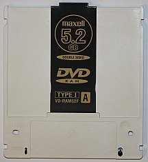 A 5.2 GB DVD-RAM disk is a double-sided erasable optical disk usually found in a cartridge.